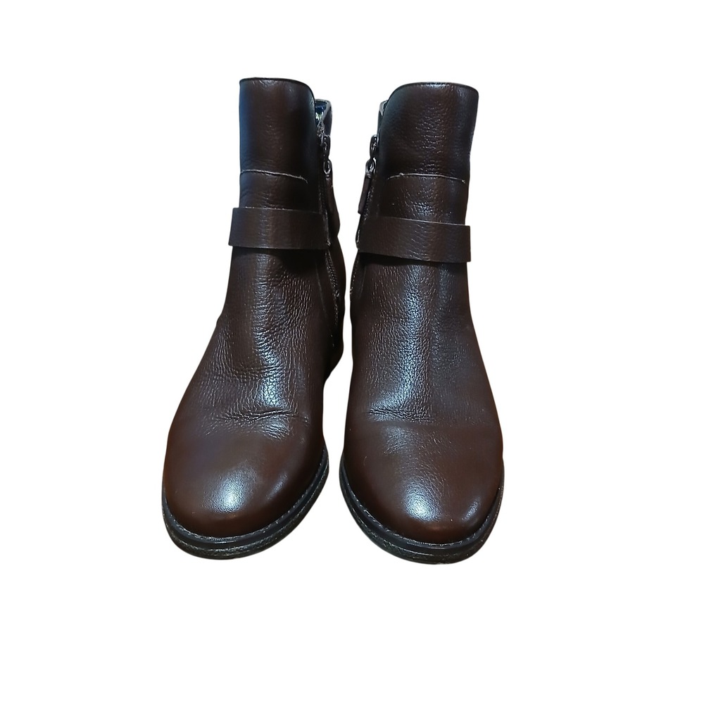 Cole Haan Grandseries Brown Leather Ankle Boots Buckle Water Resistant‎ Women's